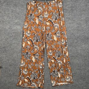 Cato Plus size 18/20W Palazzo Pants Brown Floral Rayon Blend Lightweight Stretch